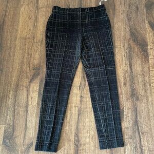 AKRIS PUNTO Mara Black Silver Check Jersey Full Length Pant - NWT